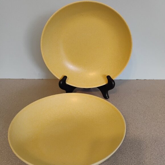 Bauer MCM 1960s Mustard Speckled Ironstone Bowls, set of 2 - Picture 1 of 5